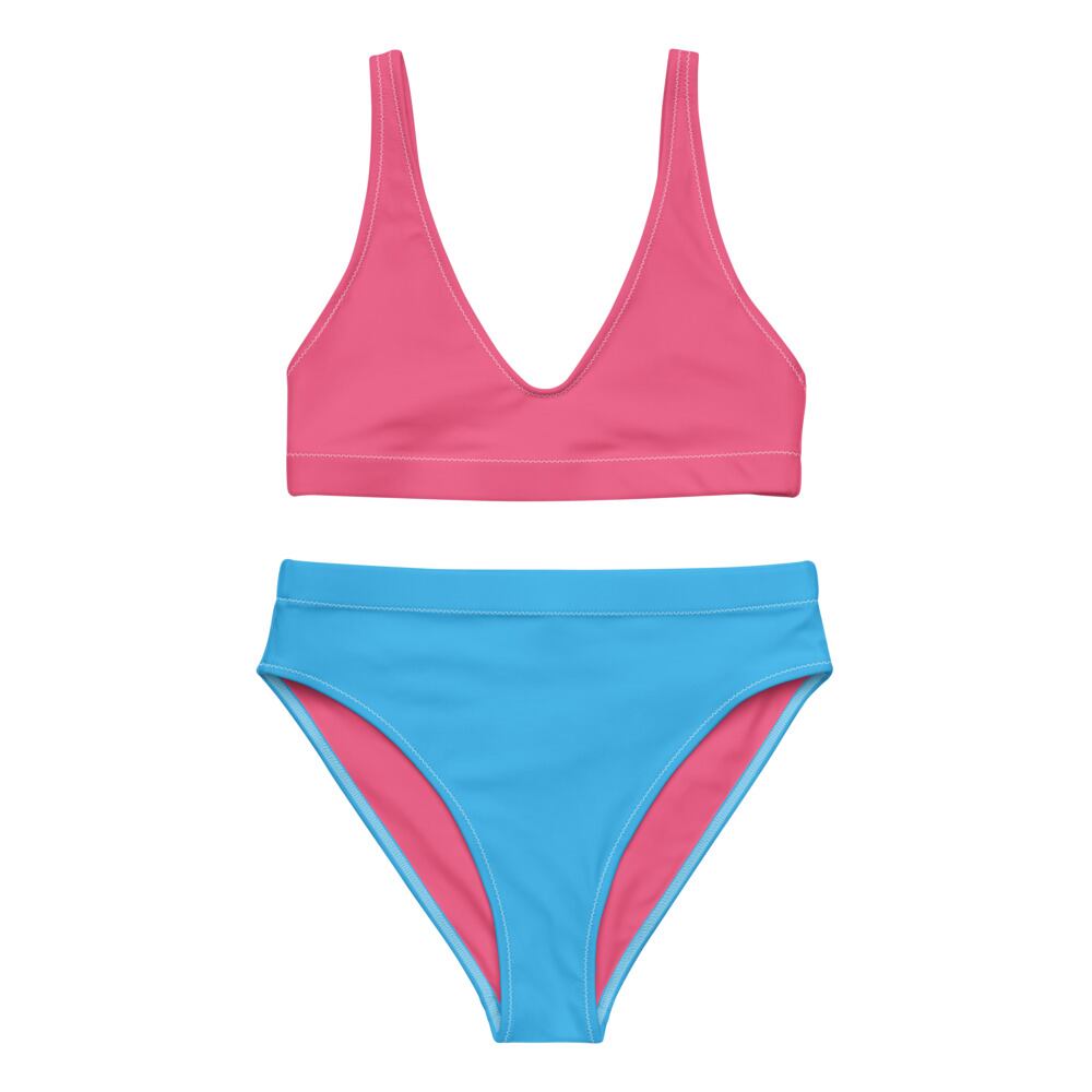 Pink and Blue high-waisted bikini | SUNNY ISLAND