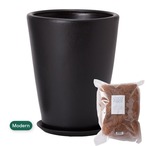 モダン PR1 マット釉 プランター 受け皿付き M 11号 32 x 39.5cm ブラック ZZ-C13K11P