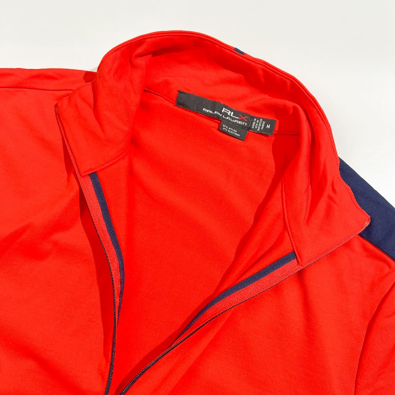 USA製 RLX RALPH LAUREN ラルフローレン ハーフジップ 半袖 プルオーバー シャツ サイズ M /蛍光オレンジ系 スポーツ トレーニング アメリカ製
