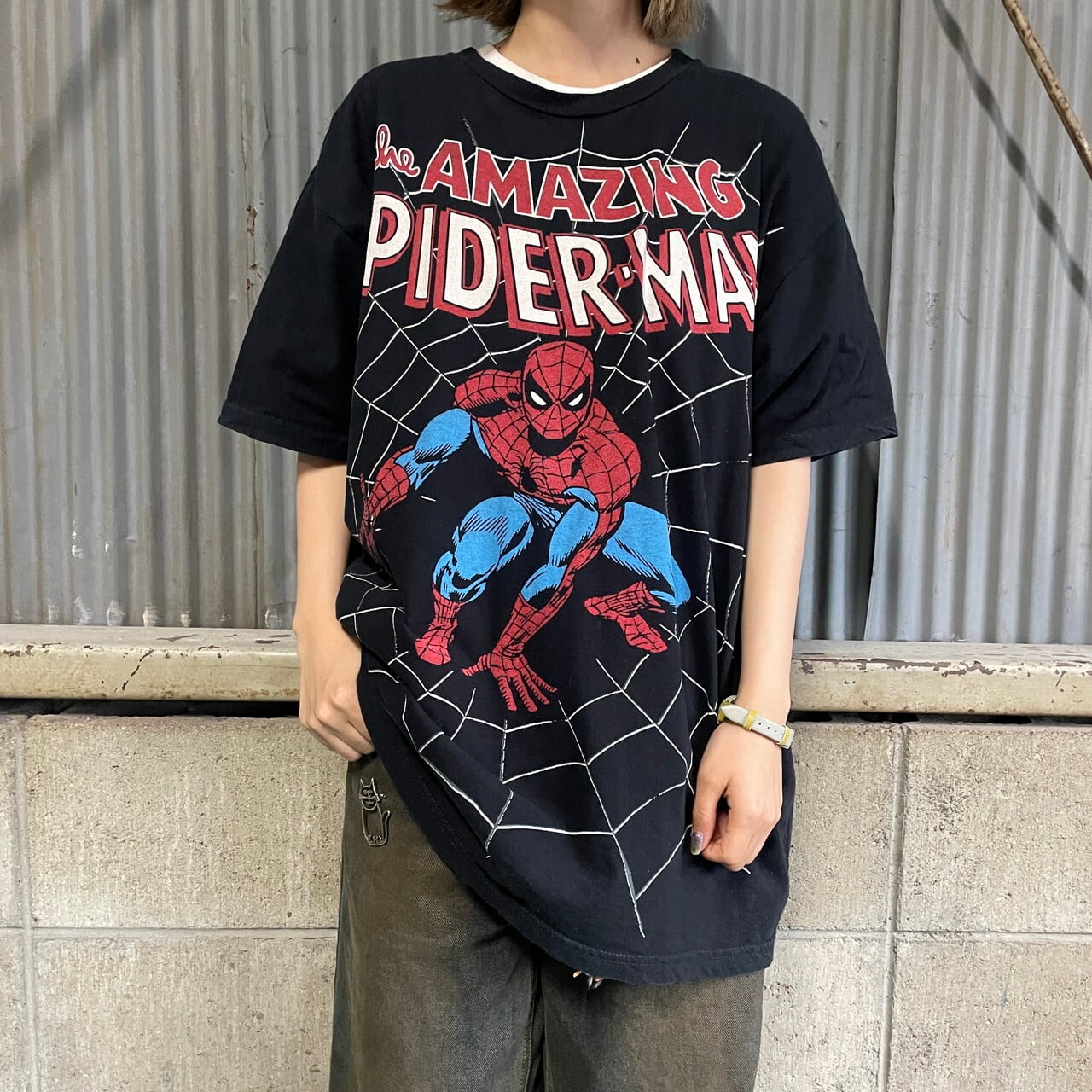 AMAZING SPIDER-MAN スパイダーマン キャラクタープリントTシャツ 