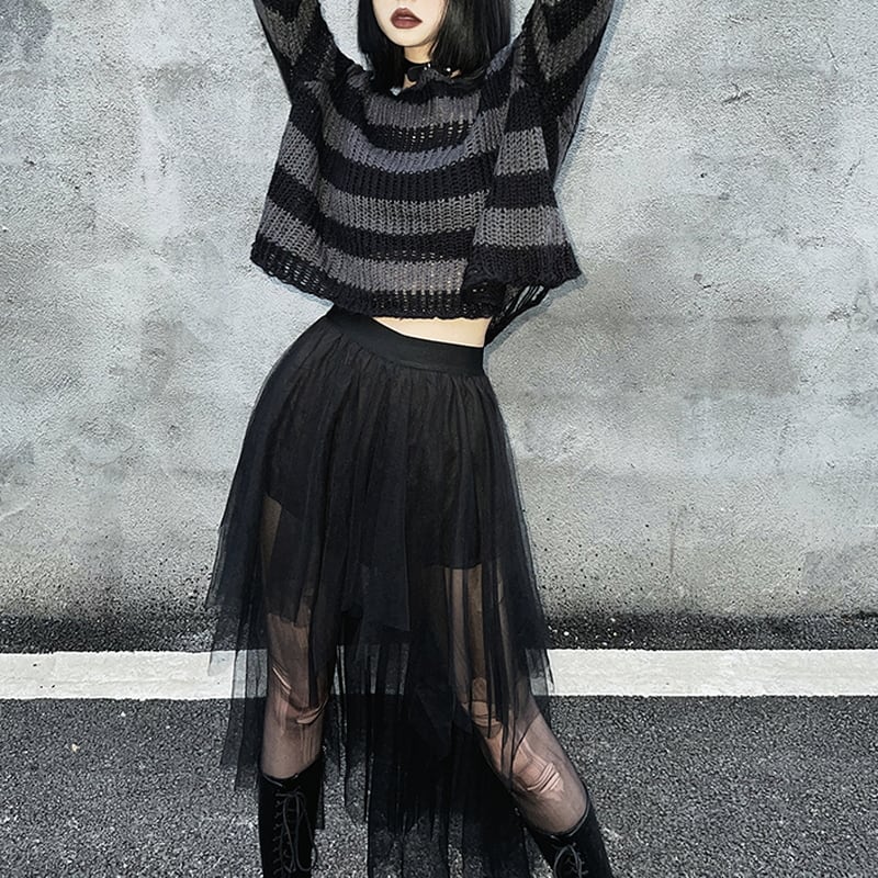 サブカル 服 地雷系 通販 スカート メッシュ アシンメトリー ゴシック 闇かわいいバンギャ