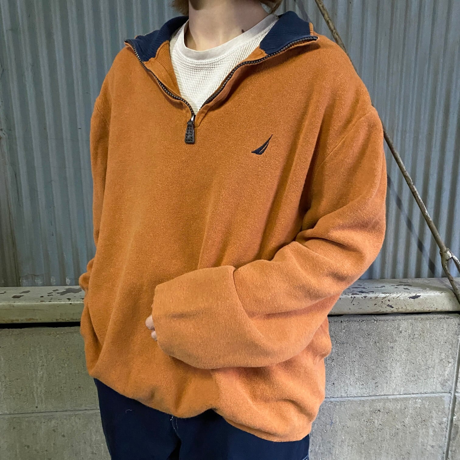 NAUTICA ノーティカ ハーフジップ コットンニットセーター メンズXL 