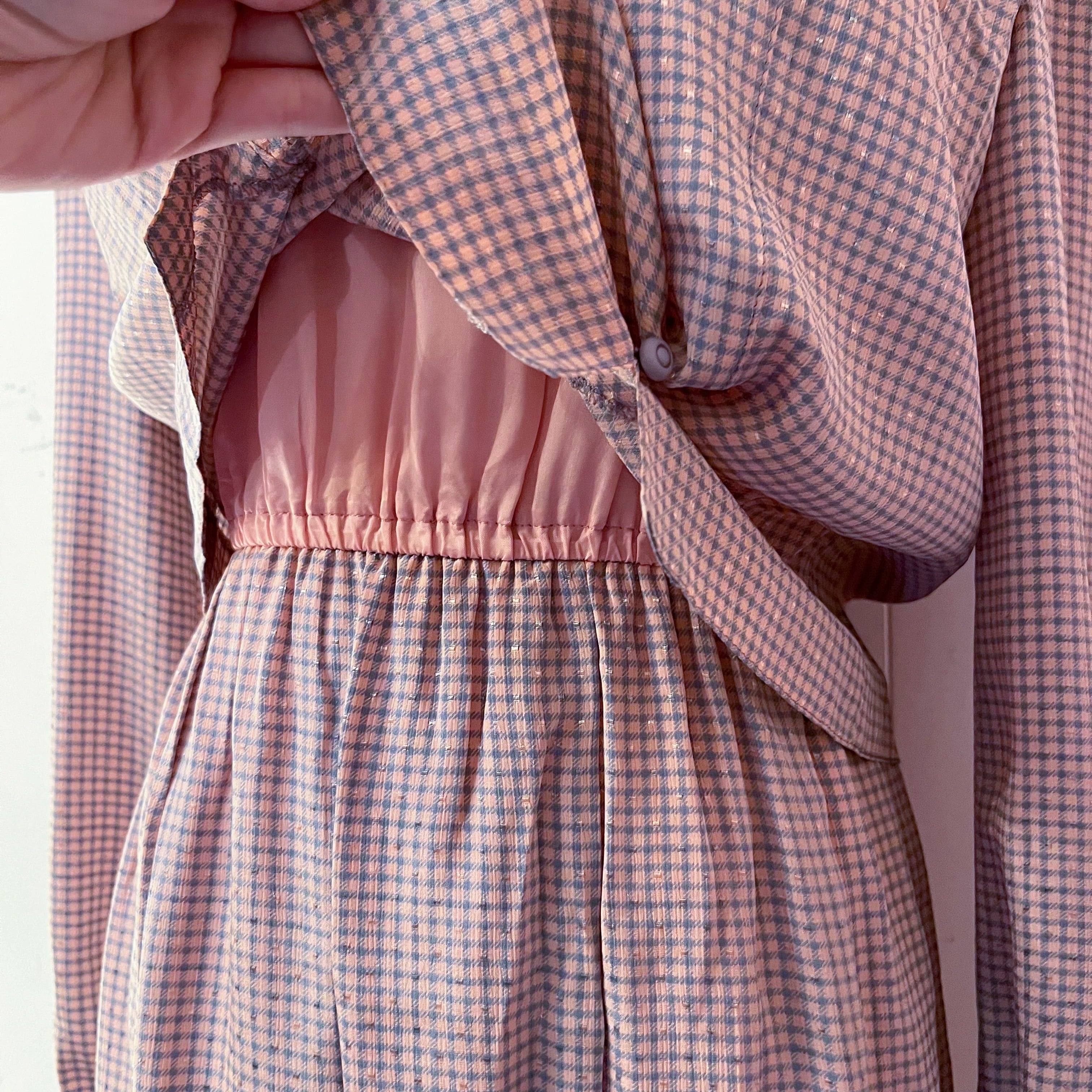 pink check separate one-piece