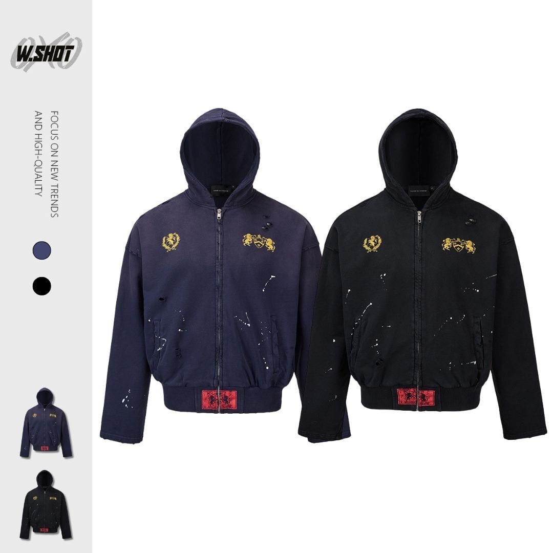 Wshot短丈フルジップパーカー　ブラックXL ジップパーカー | wshot