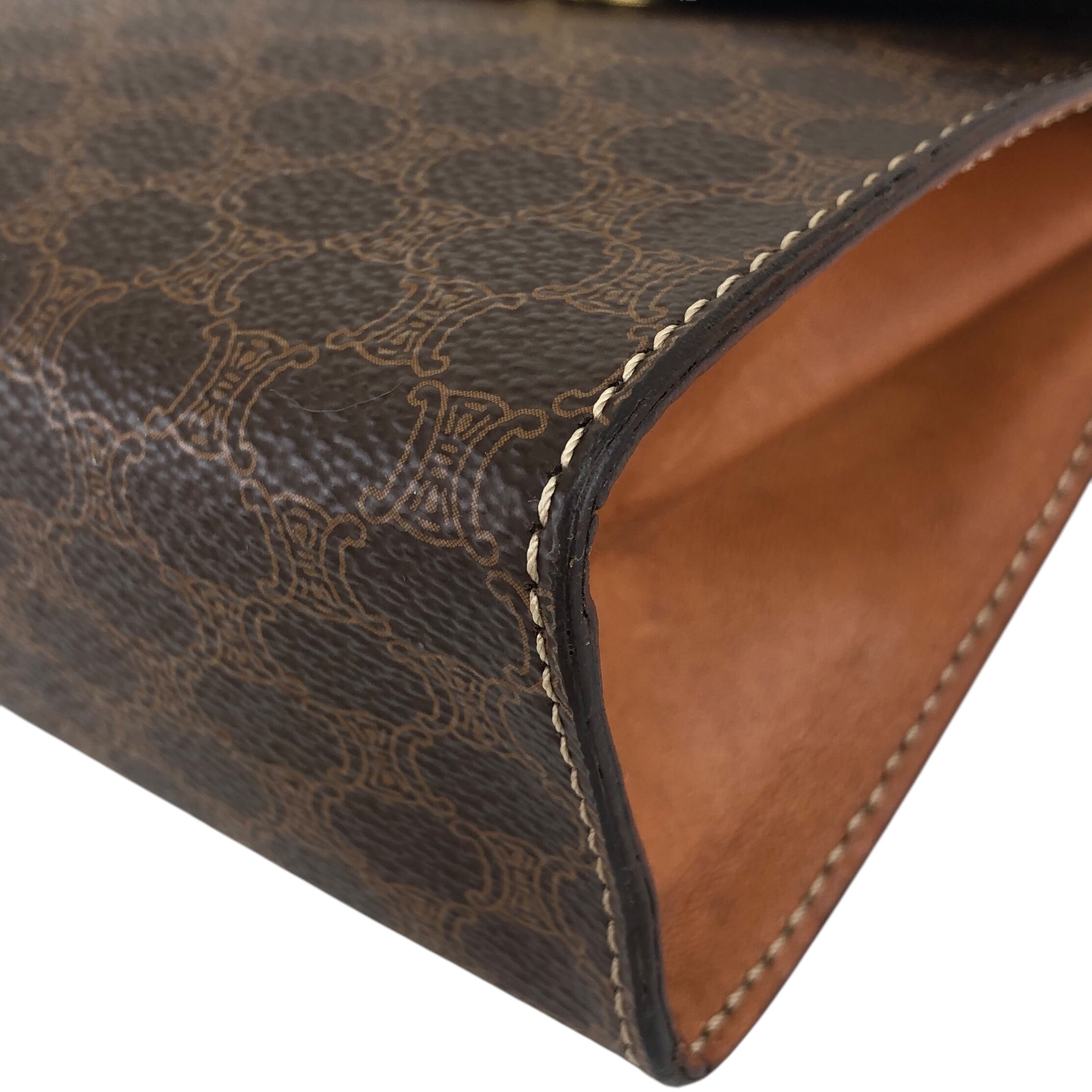 CELINE セリーヌ マカダム ショルダーバッグ ブラウン ガンチーニ PVC