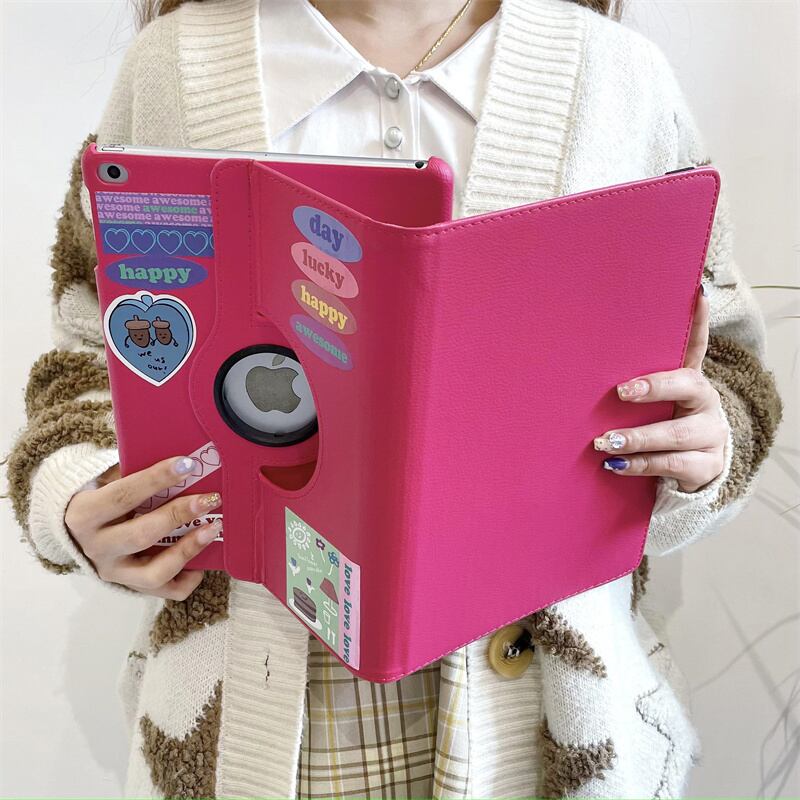 iPad Pro/iPad 2022/Air5/mini6ケース ピンク 可愛い シール付き アイ