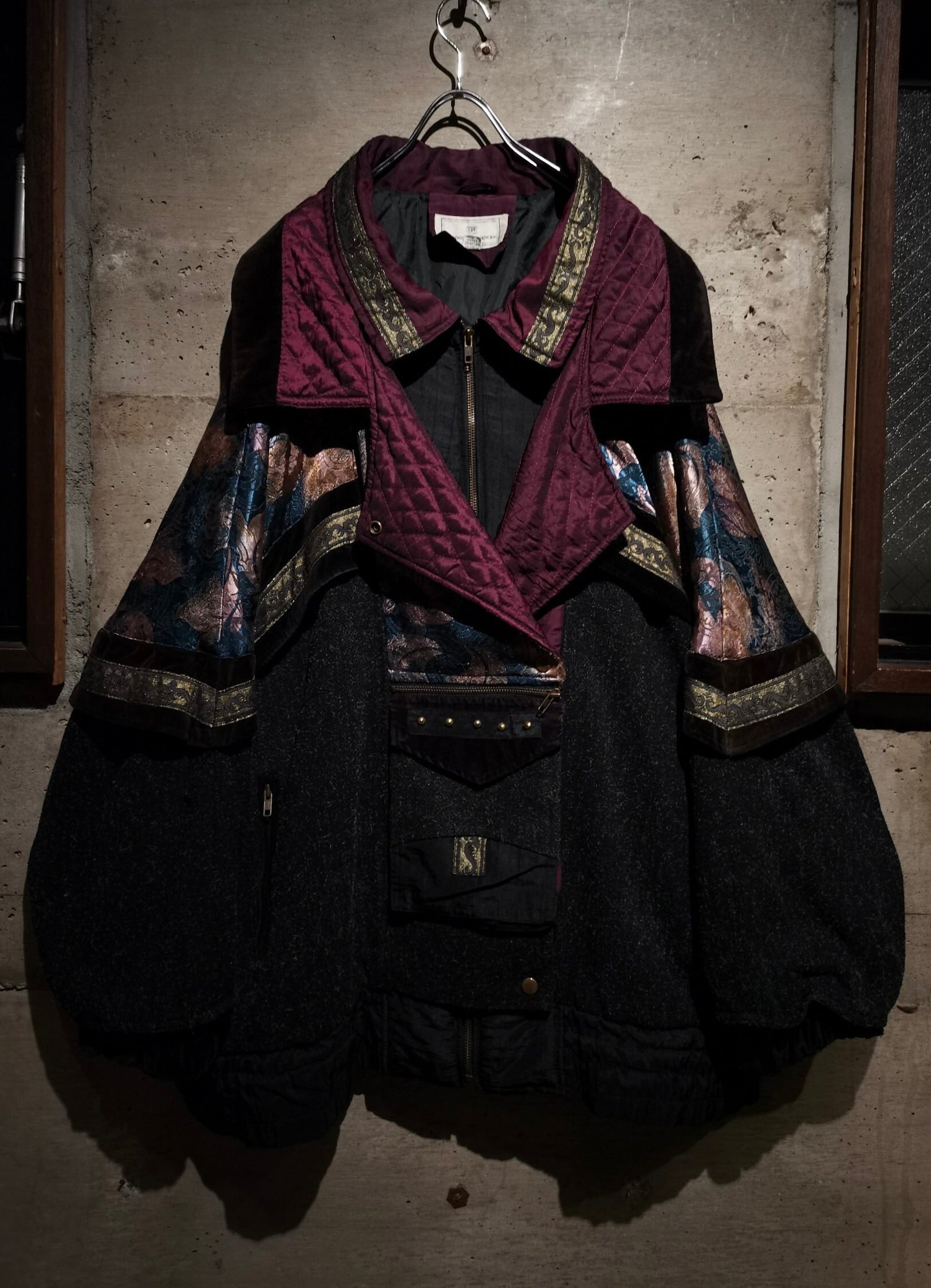 【Caka】Tweed×Nylon Flower Pattern Vintage Gimmick Jacket |  Caka(カカ）下北沢古着屋、セレクトショップ powered by BASE