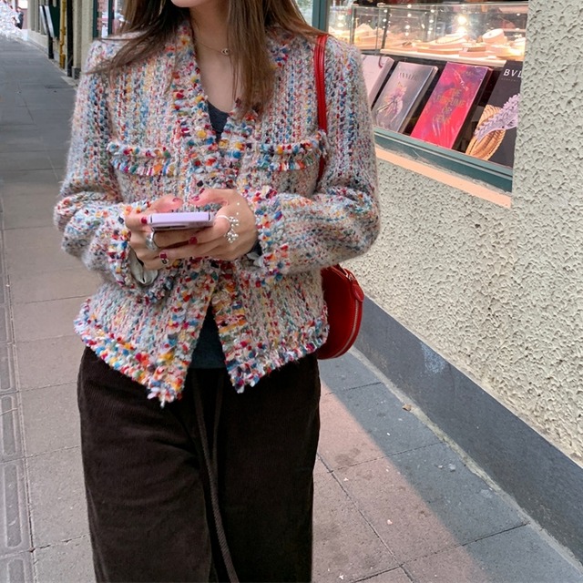 Colorful mohair tweed jacket　M303