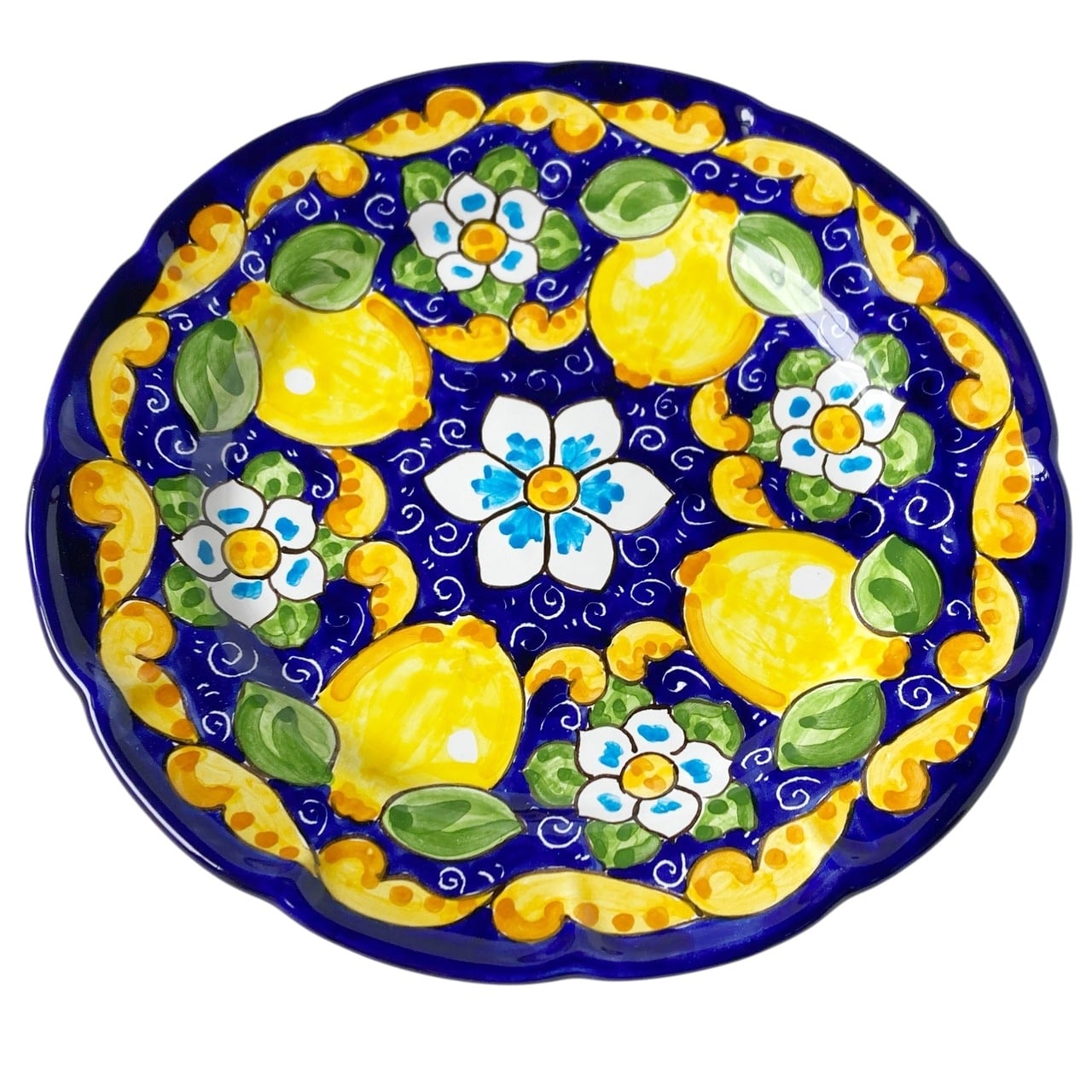 絵皿 26cm GEO045 マヨリカ焼き イタリア陶器 レモン柄 ディナー皿