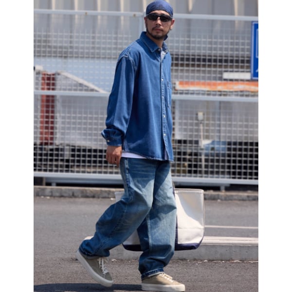 Wide silhouette denim pants C3594