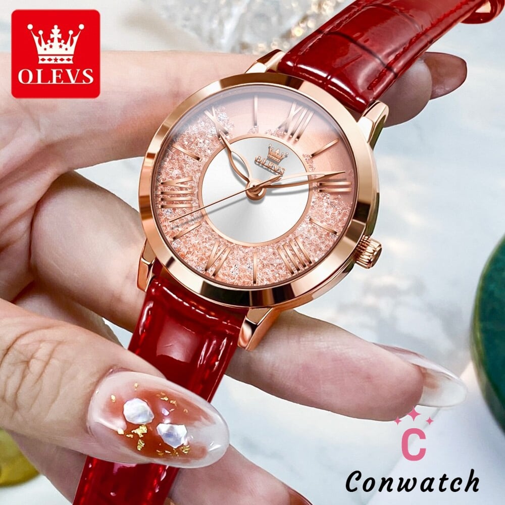Pink】防水携帯電話腕時計 高級ブランド Olevs 女性 ファッショナブル 