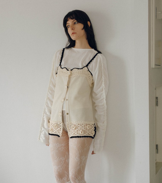 Crochet edging cami・C/#ecru