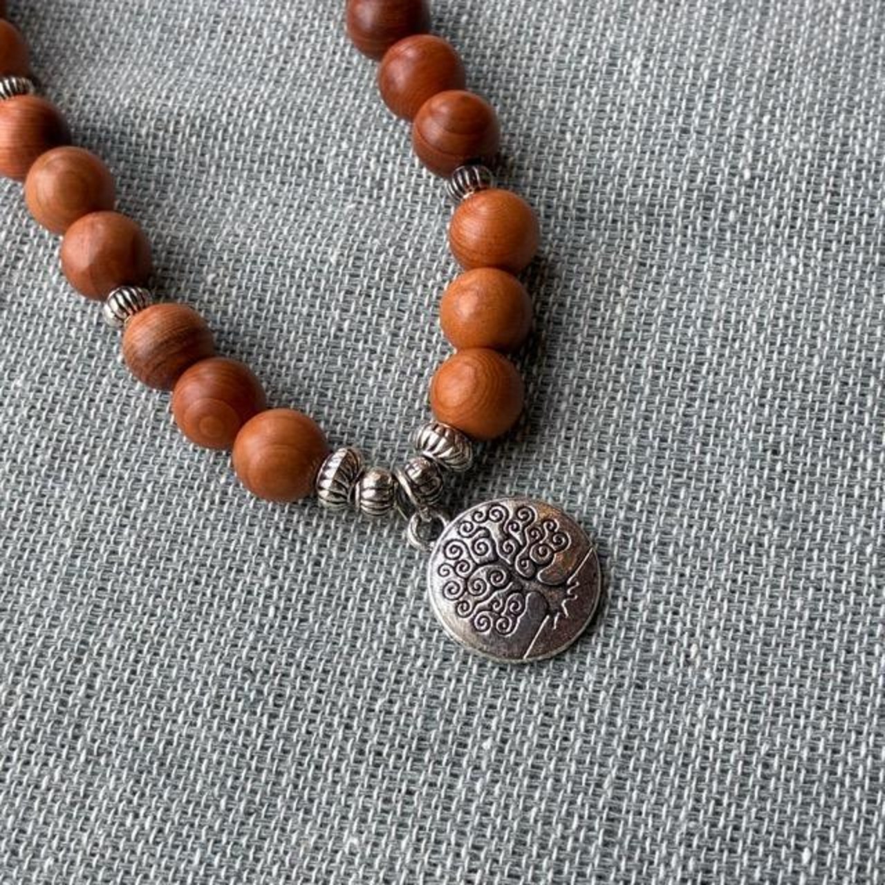 TOPANGA Jewelry　MARAブレスレット　イチイウッド　生命の木　ロングネックレス　数珠　瞑想　ヨガ　ラップブレス　天然石　108個　マーラ　
