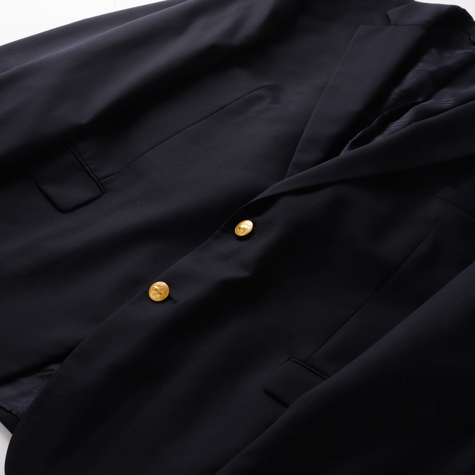 極美品】BROOKS BROTHERS Made in Italy wool Navy blazer size44 gold