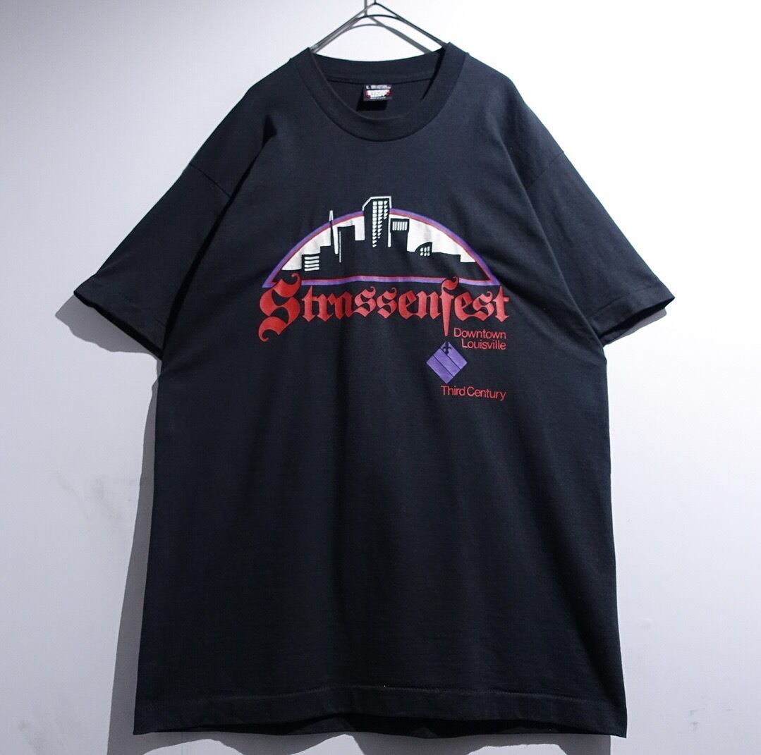 90s Black Strassenfest Print Design T-Shirt