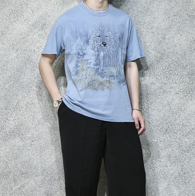 90's red head animal embroidery print tee