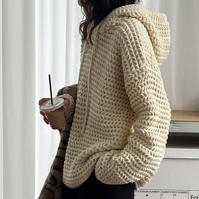 レイジーチャンキーニットフーディー　A01923