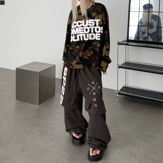 カモフラビッグレタリングロングスリーブTシャツ 1col R02818
