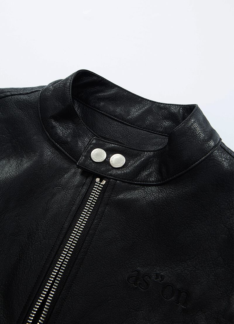 as”on] SLIM LEATHER JACKET 正規品 韓国ブランド 韓国通販 韓国代行