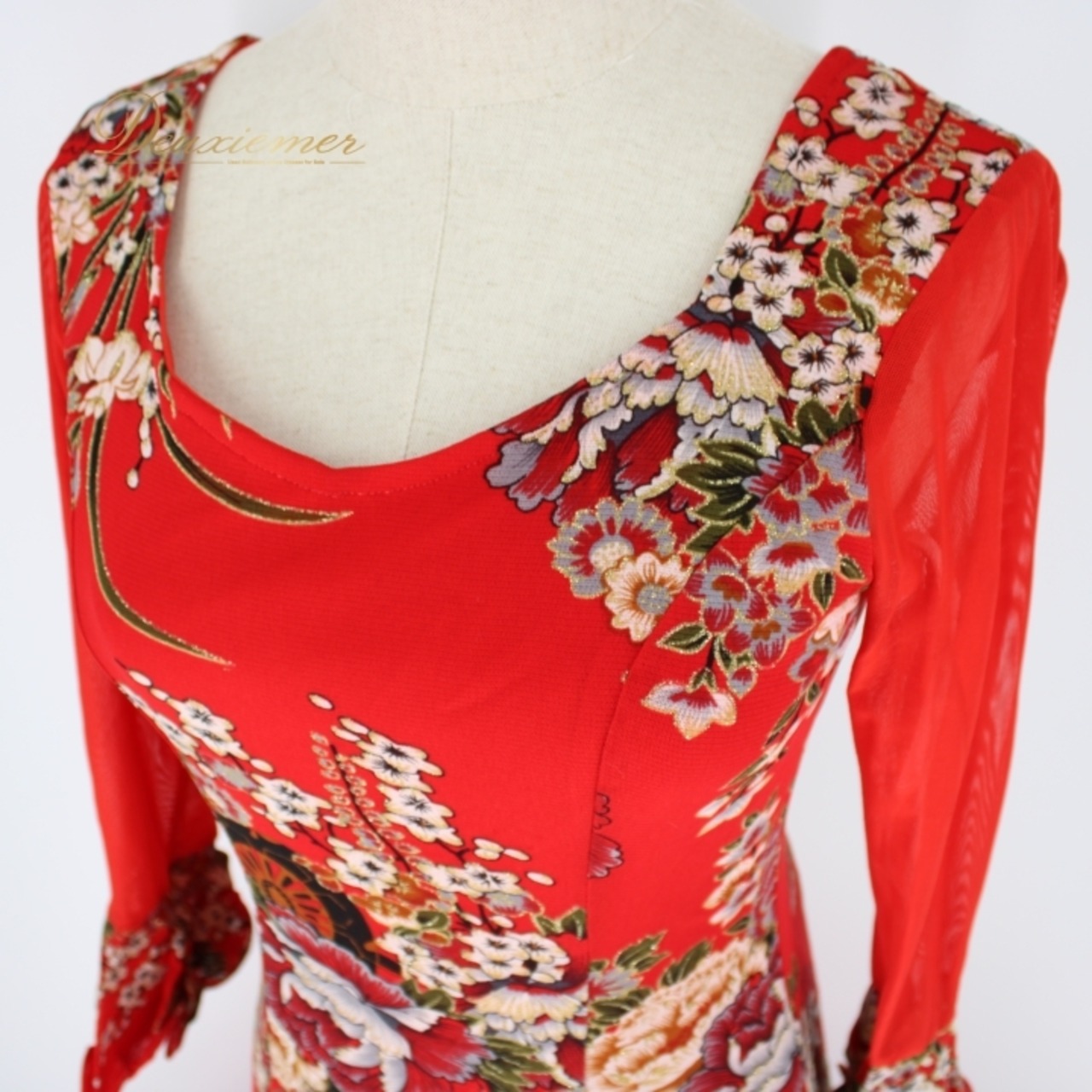 社交ダンス 衣装 スタンダード ドレス ワンピース パーティ衣装 レッド系 ゴールド系 赤 金 ICHIOKU イチオク ブラック系 グレイ系 黒 花柄 フラワー デザイン ダンス 映え 大きく広がる おしゃれ かわいい 女性用 トレンド ルームウェア お出かけ 結婚式 演出 ビビッドカラー ポリエステル ポリウレタン 伸縮性 お揃い コーディネート