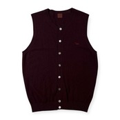 PAPAS パパス 前ボタン ウールニット ベスト サイズ L /ボルドー/日本製