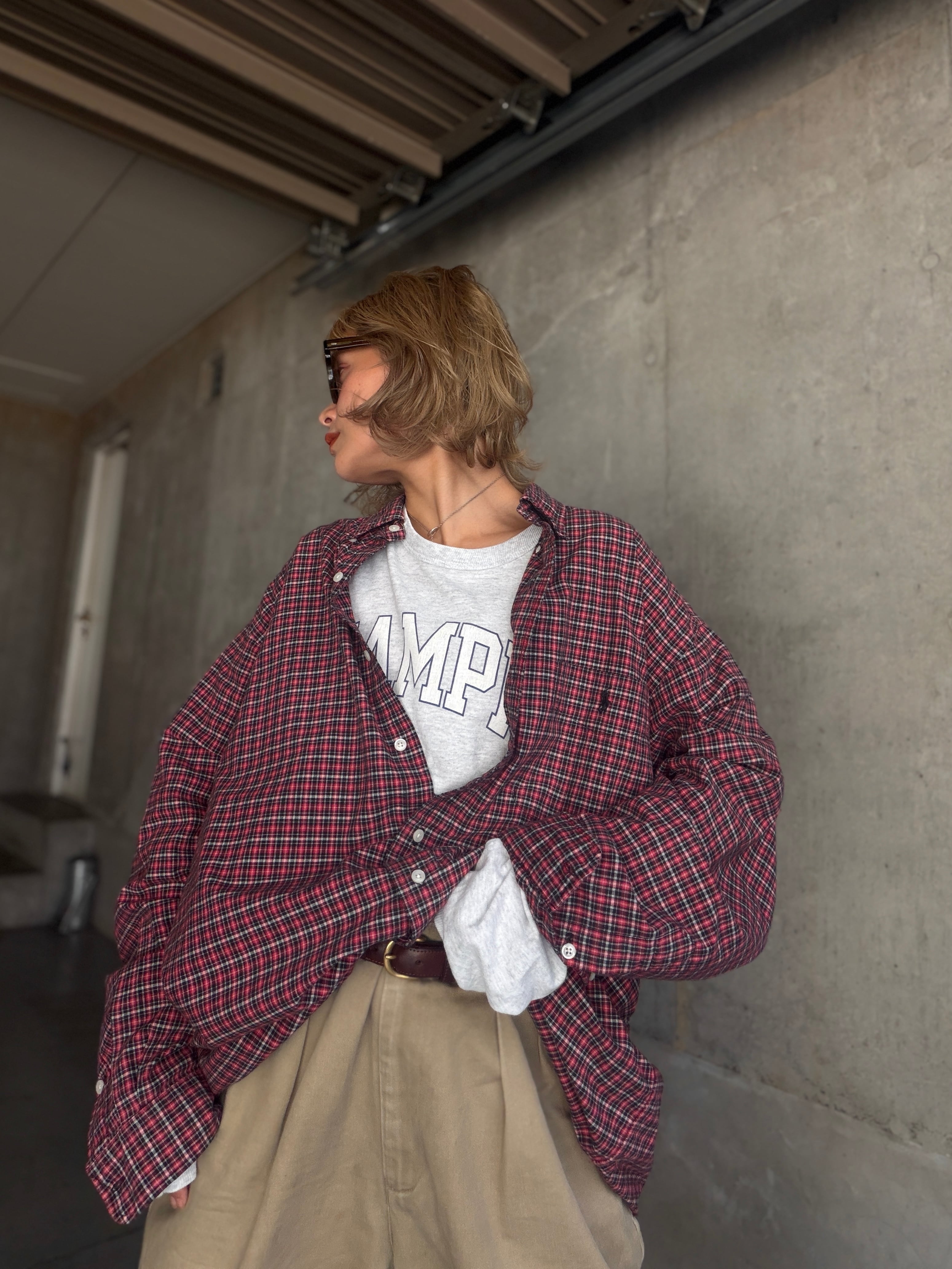 (SH1412)Ralph Lauren "BIG SHIRT" BD check shirt