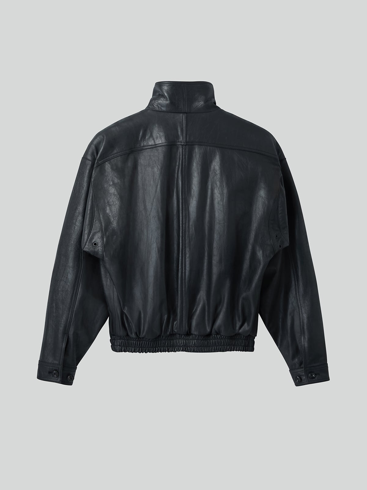 RECTO][MEN] VINTAGE CRACK EFFECT LEATHER JUMPER (BLACK) 正規品