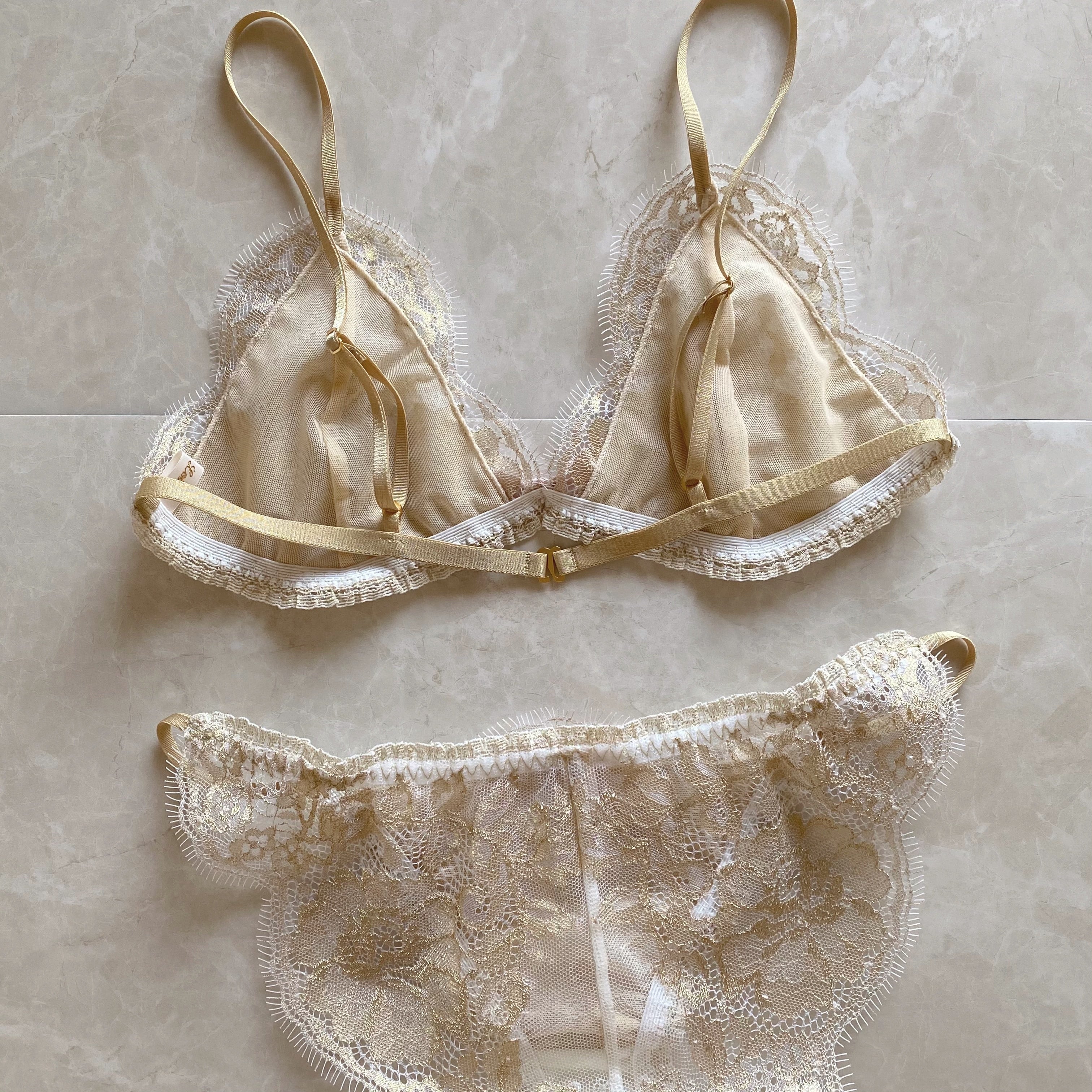 gold lace lingerie set