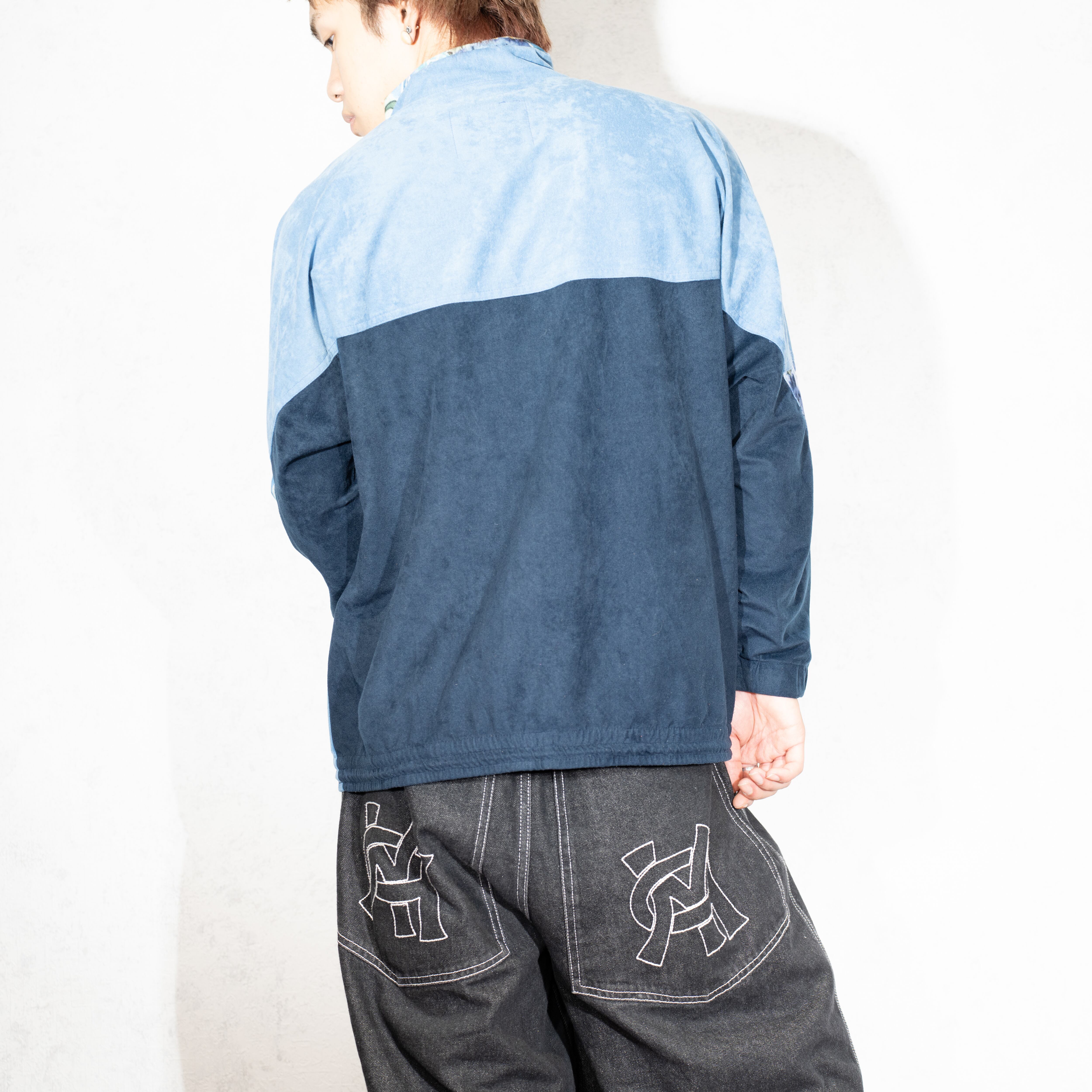 EU VINTAGE GREAT ESCAPES GETEX90 FAKE SUEDE HALF ZIP PULL EU VINTAGE GREAT ESCAPES GETEX90 FAKE SUEDE HALF ZIP PULL