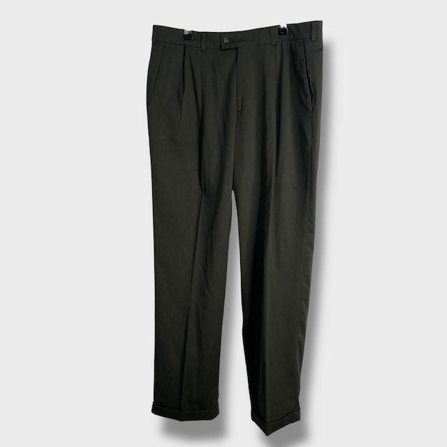 slatesスレイツ ツータックスラックス オリーブ W34L30 ドッカーズ