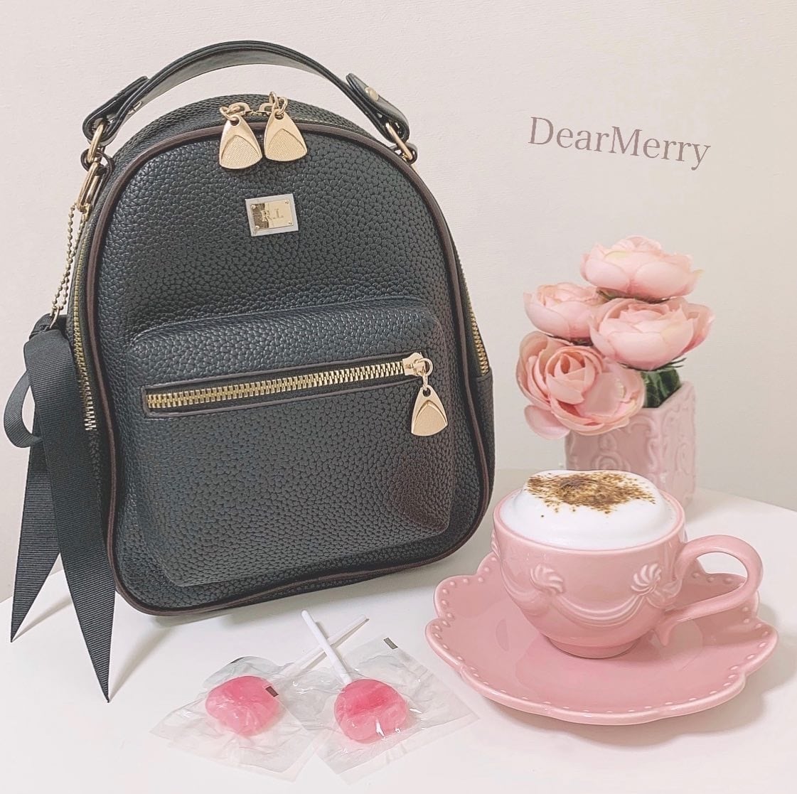 即納 リボンチャーム付きミニリュック Dear Merry
