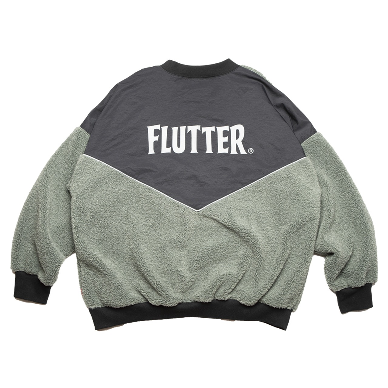 Sheep boa fleece warmup P/O Jacket Olive green | FLUTTER OFFICIAL