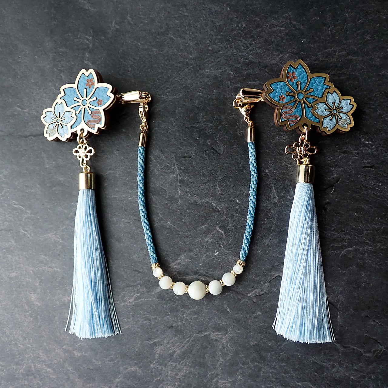 【受注生産】月影桜の羽織紐(ブルー)