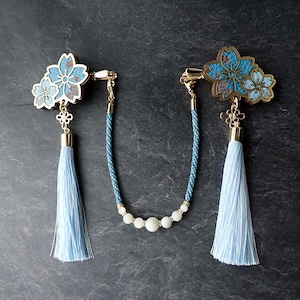 【受注生産】月影桜の羽織紐(ブルー)