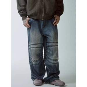 【DRIP5781】F2CE Knee Pleated Washed Denim