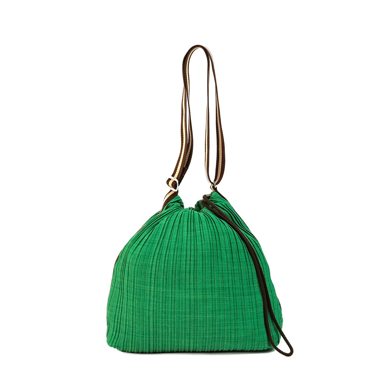 D:ECO ストレートプリーツショルダーバッグL(DECO-S916)#151グリーン