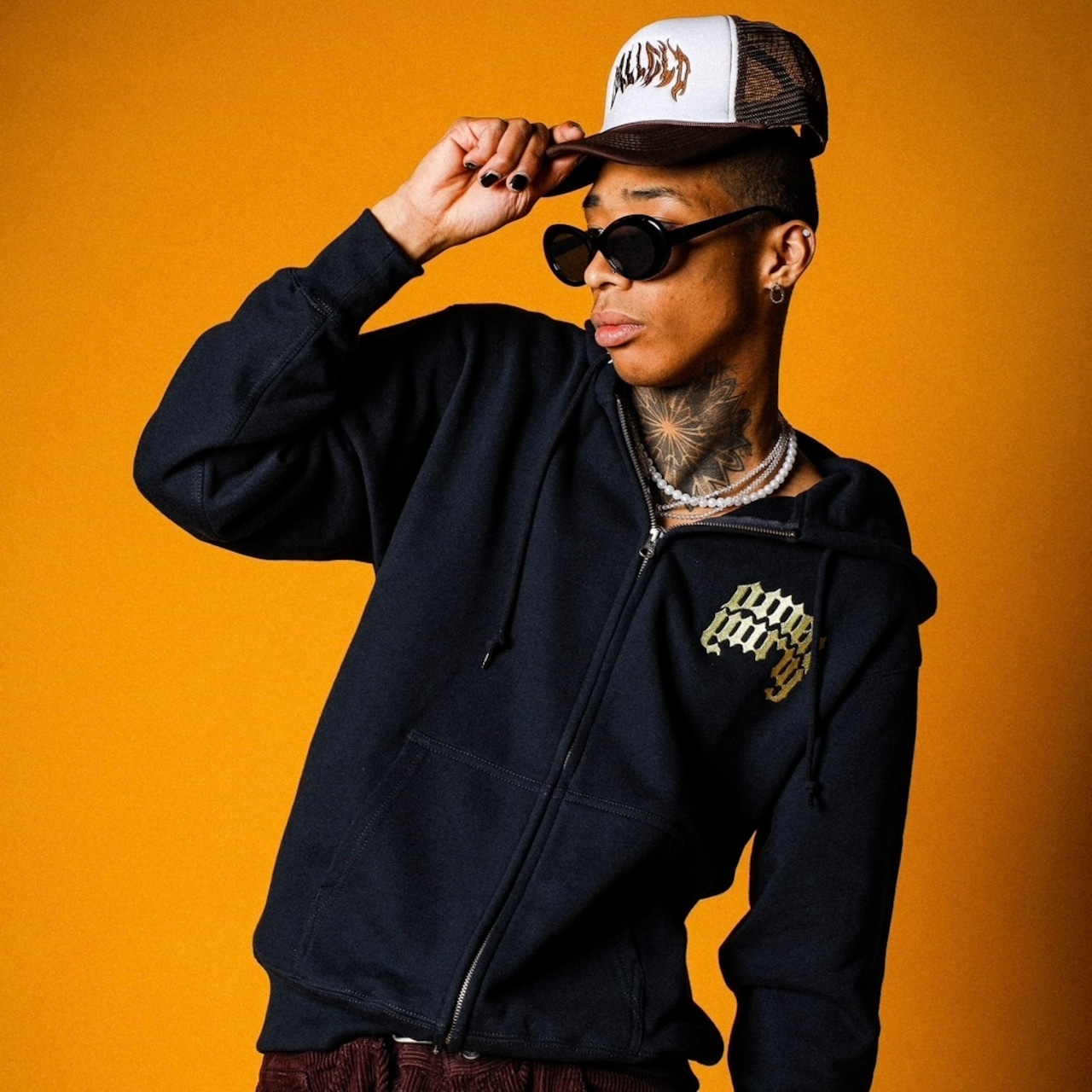 BLACK LETTER LOGO HEAVYWEIGHT ZIP HOODIE