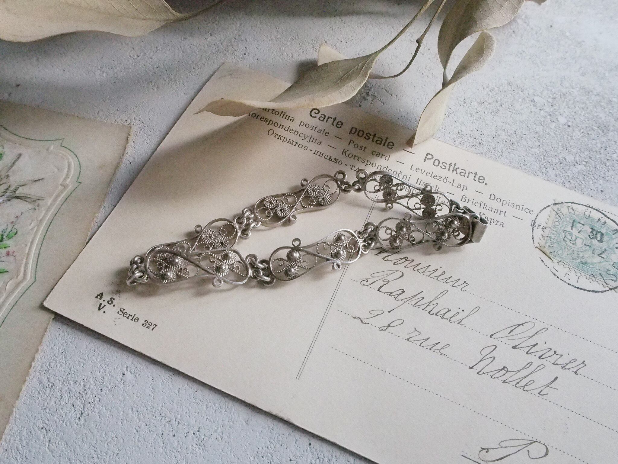 シルバーのフィリグリー細工ブレスレット | アンティークアクセサリー