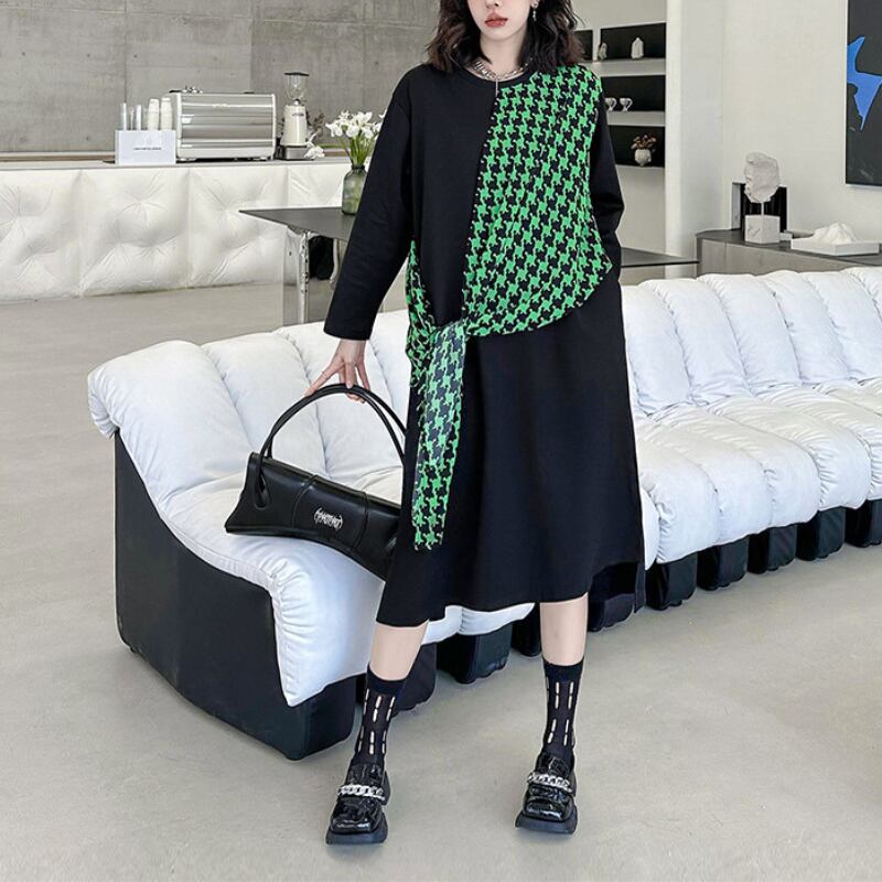 チドリ柄アシメントリーワンピース ON0305