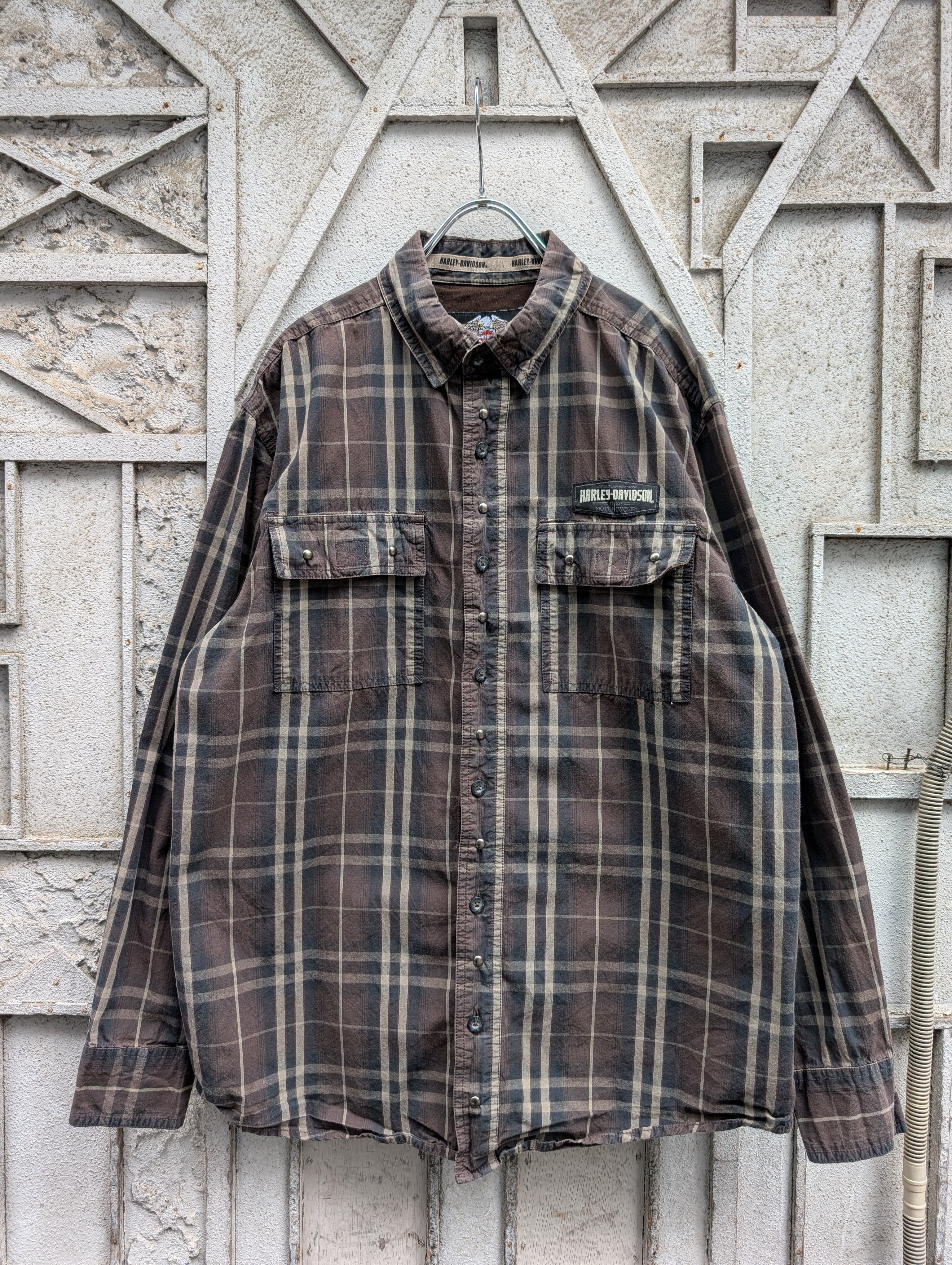 "深緑" studs remake check shirt / HARLEY DAVIDSON