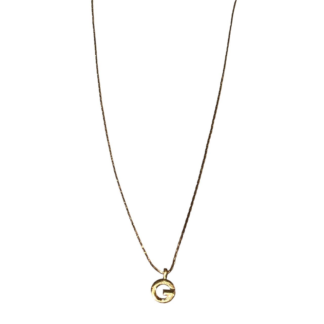 vintage GIVENCHY small " G " pendant metal necklace