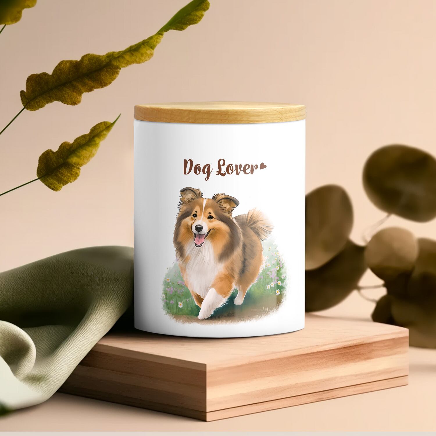 自然に囲まれた シェルティー 】 キャニスター 保存容器 お家用