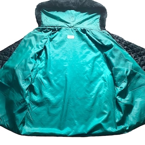vintage BENETTON iridescent color quilting hooded coat