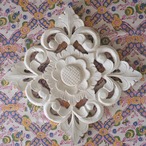 ブロックプリント生地【50cm単位】インド綿  ボタニカル柄 ホワイト #49710-WT1