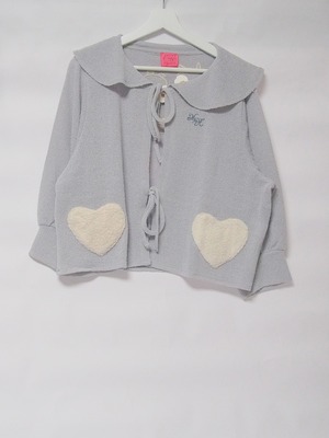 【Mekooo×HiHeyHooo!!!】ハートポケット透かし編みニットソーCD かわいさ爆発のカーディガン