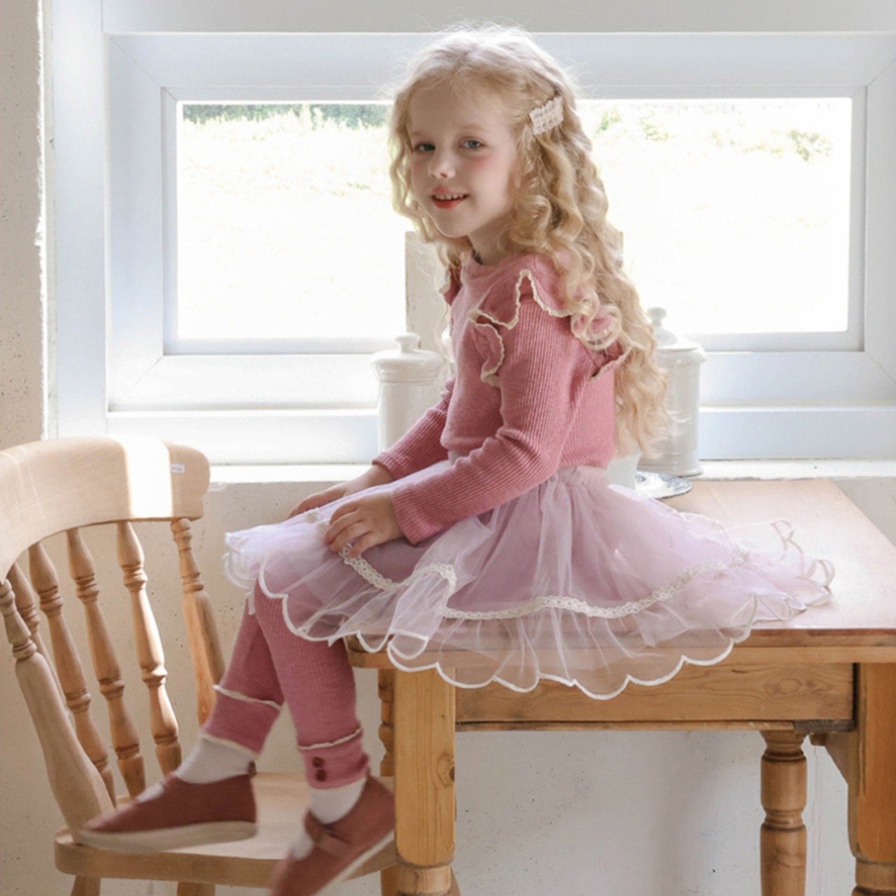 秋花びらヘムチュールスカート