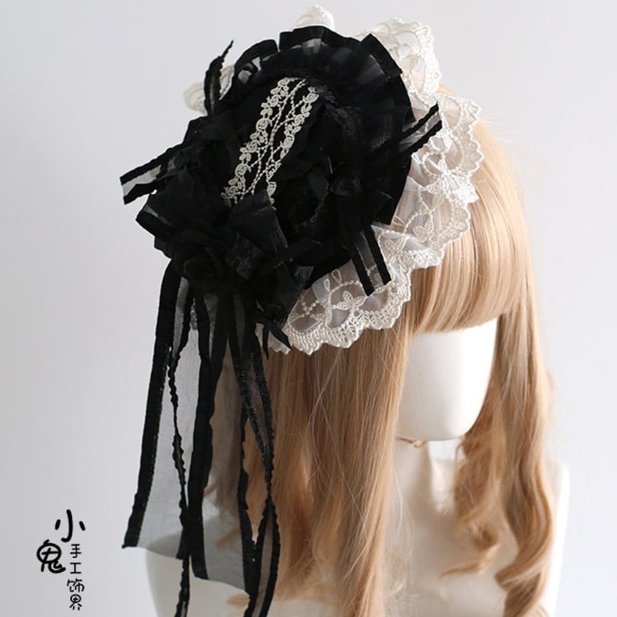 ゴスロリ 耽美な薔薇と漆黒の帳に包まれる 夜の祈りミニハット