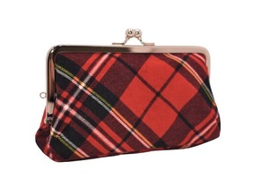 がま口 財布 角型 (チェックレッド) 小銭入れ レトロ 工房 手作り 日本製 エコパッケージ MX-0035-280