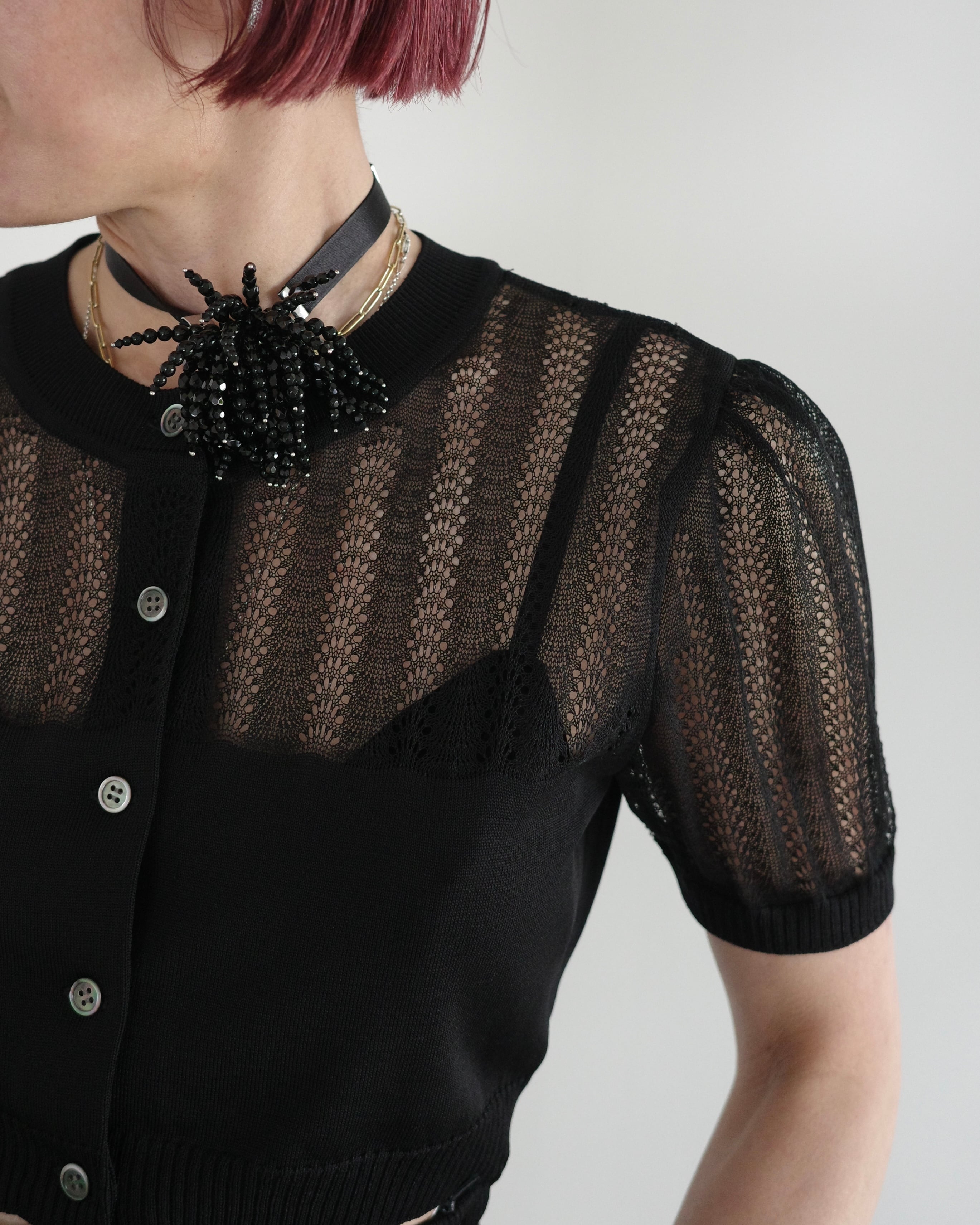 FETICO / DAMASK PATTERN RIB KNIT TOP | LA VILLA ROUGE