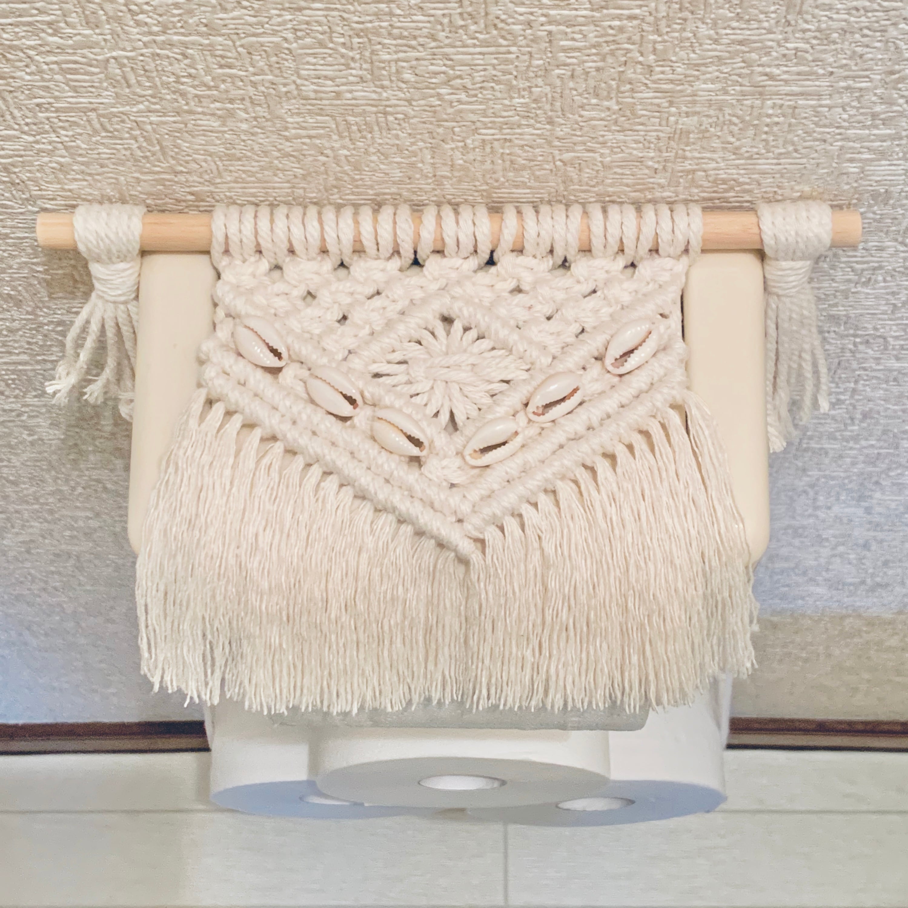 マクラメ トイレットペーパーホルダーカバー マクラメ編み トイレットペーパーホルダーカバー shell | Lehua